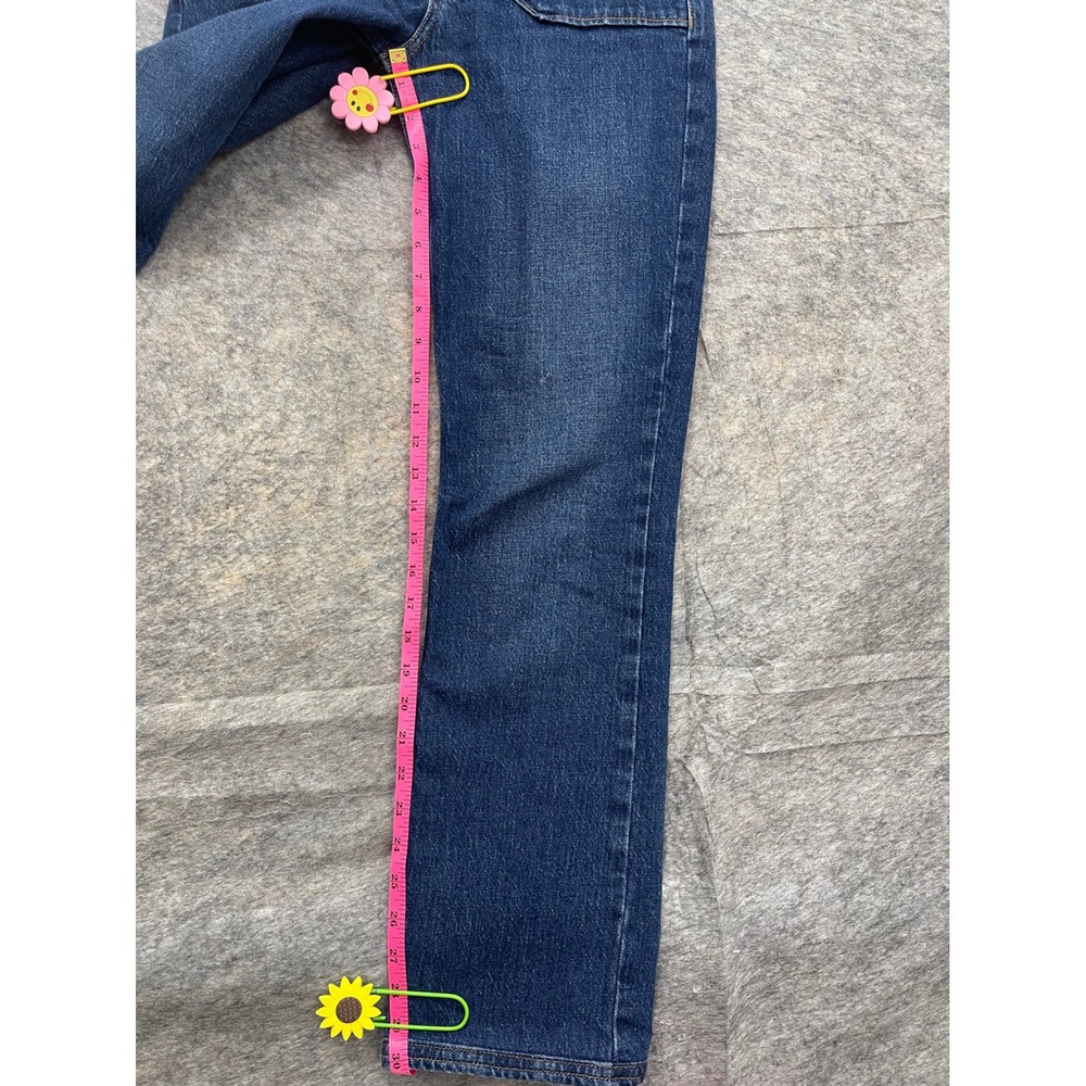 Zara Womens High Waisted Button Fly Straight Leg Patch Pocket Denim Jeans Blue - Picture 4 of 16